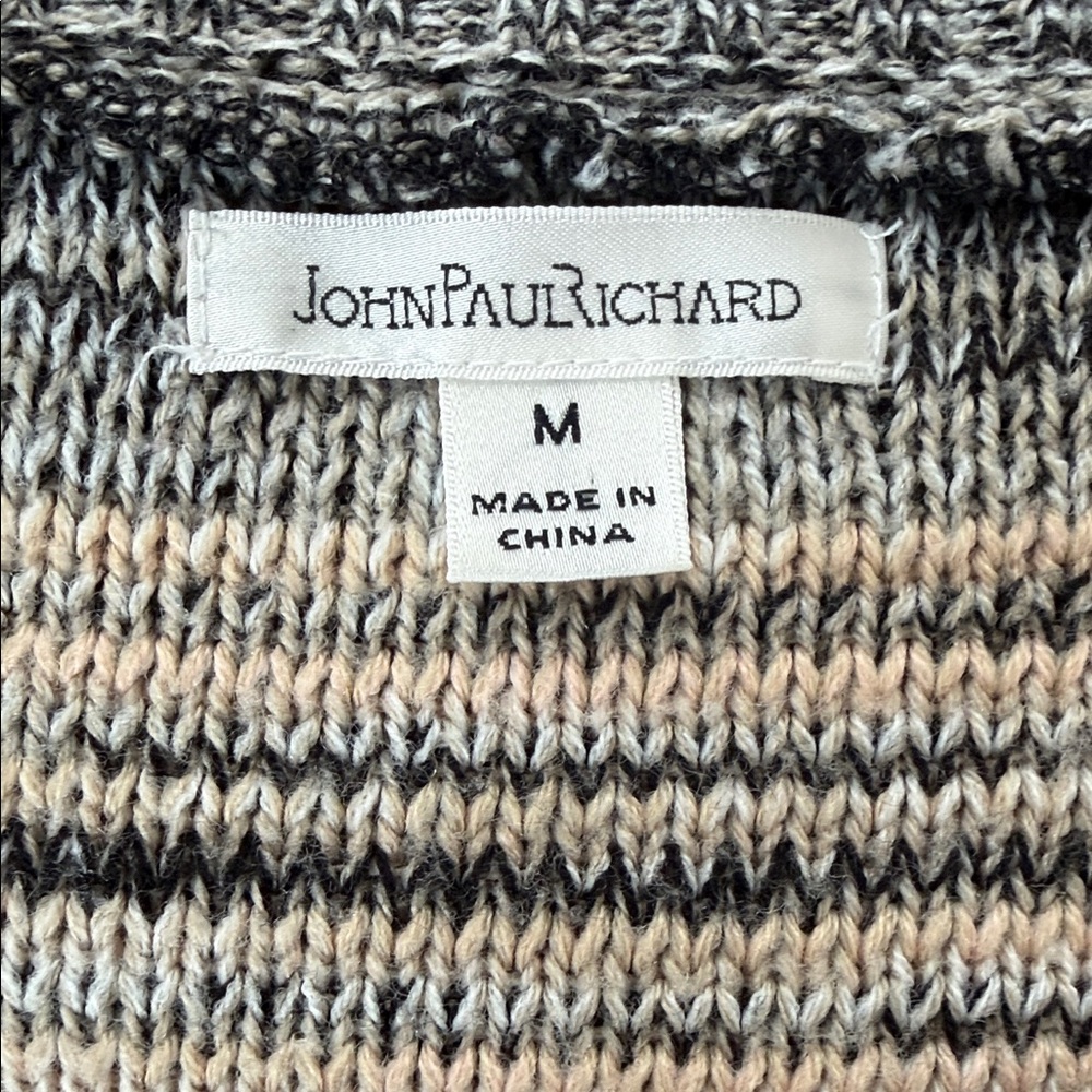 JohnPaulRichard Striped Scoop Neck Sweater in Pink, Gray, Cream - Picture 5 of 6